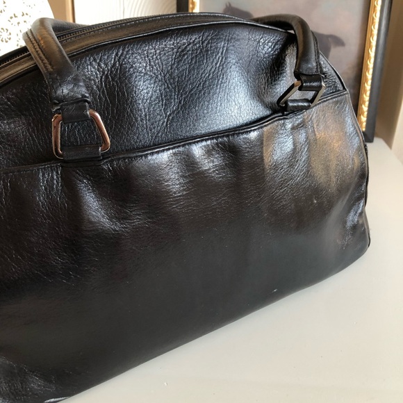 Perlina New York Satchel Arch soft black leather handbag silver hardware - Picture 8 of 14